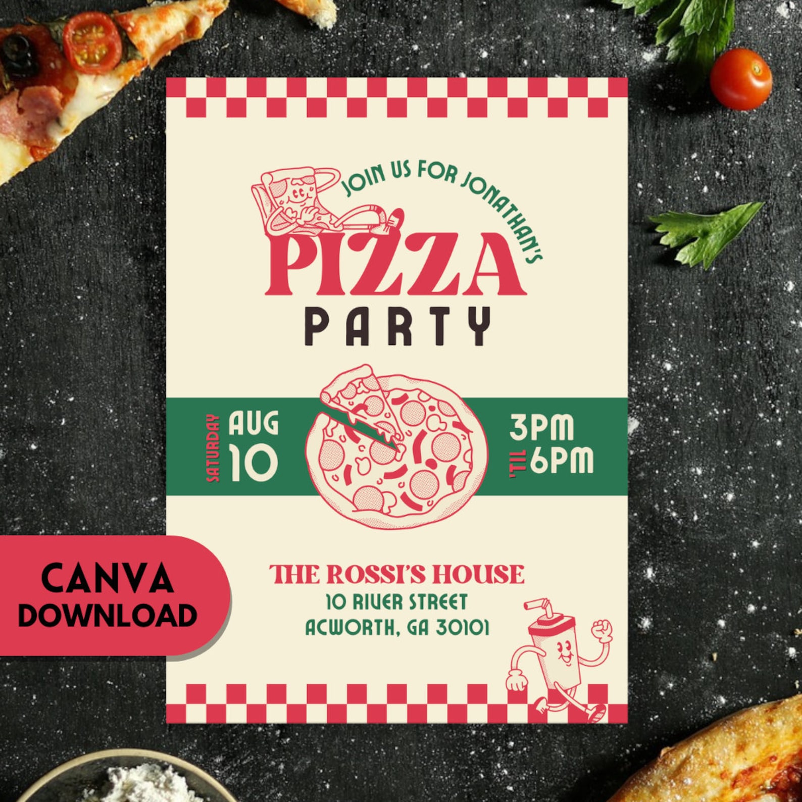 Pizza Party Invitation Template Download for Print or Digital Evite ...