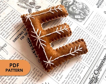PDF Pattern for Snowflake Gingerbread Felt Letters & Numbers