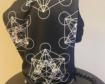 Black and white metatron festival hood