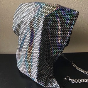 Handmade brown gold shimmer festival hood scarf flow wear wook hat