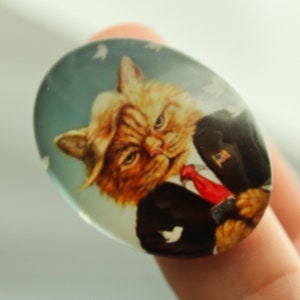 Handmade glass  cabochon, craft and supplies jewelry making with cats.