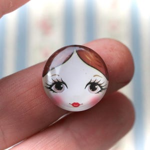 Matryoshka doll faces glass cabochon, craft and supplies jewelry making.