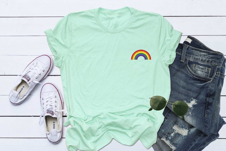 Crop Top Rétro Avec Noeud Devant - Motif Love Rainbow Heart - Taille L Junior - Neuf