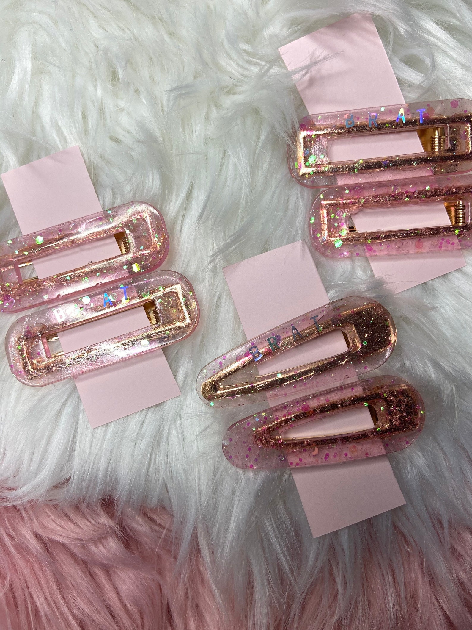 BRAT Pink Glitter Barrettes Set of 2 Resin handmade Etsy