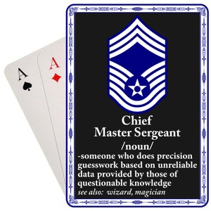 US Air Force Chief Master Sergeant speelkaarten, promotie of pensioengeschenk, luchtmachtveteraan