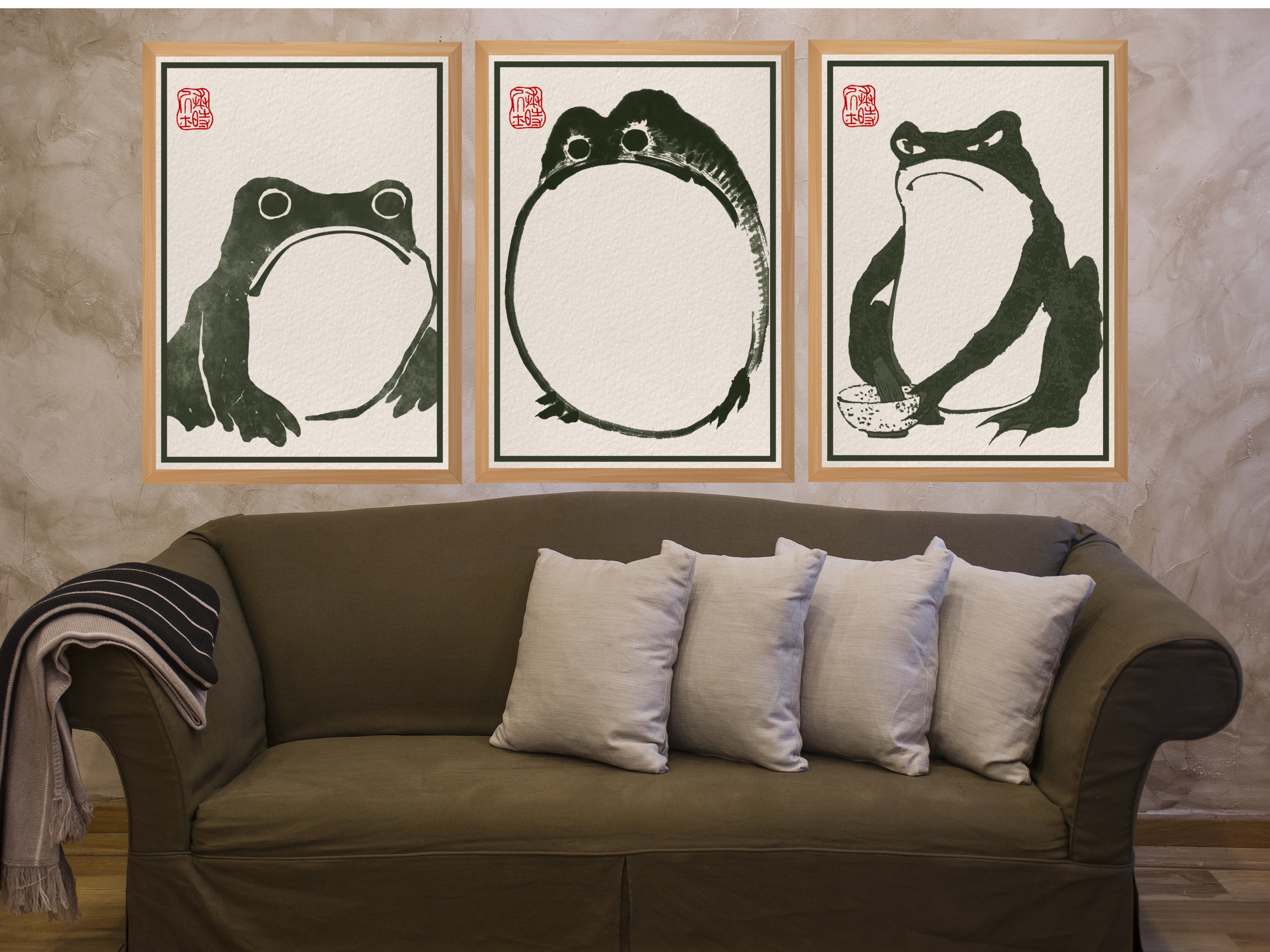 Japanese Frog Prints Matsumoto Hoji Frog Wall Art Decor Set - Etsy