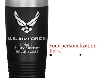 Personalized US Air Force 20oz Tumbler: Veteran Retirement Gift TD1361