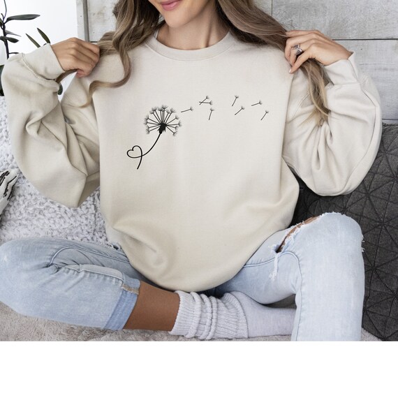 Dandelion Sweatshirt Women s Dandelion Sweater Floral Sweatshirt Flower Shirt Etsy