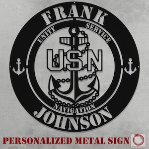 Personalized US Navy Chief Petty Officer Fouled Anchor Metal Wall Display TD1365