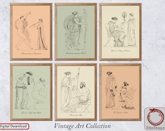 Antike griechische Mythologie Wandkunst Set mit 6 Kunstdrucken