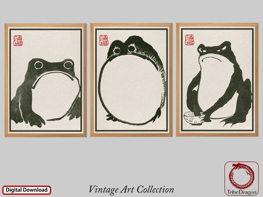 Japanese Frog Prints Matsumoto Hoji Frog Wall Art Decor Set - Etsy