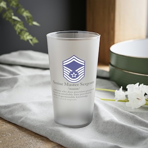 Air Force Senior Master Sergeant Definition Frosted Pint Glass, 16oz