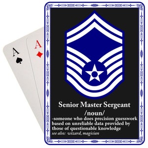 US Air Force Senior Master Sergeant Carte da gioco, promozione o regalo di pensionamento, veterano dell'aeronautica