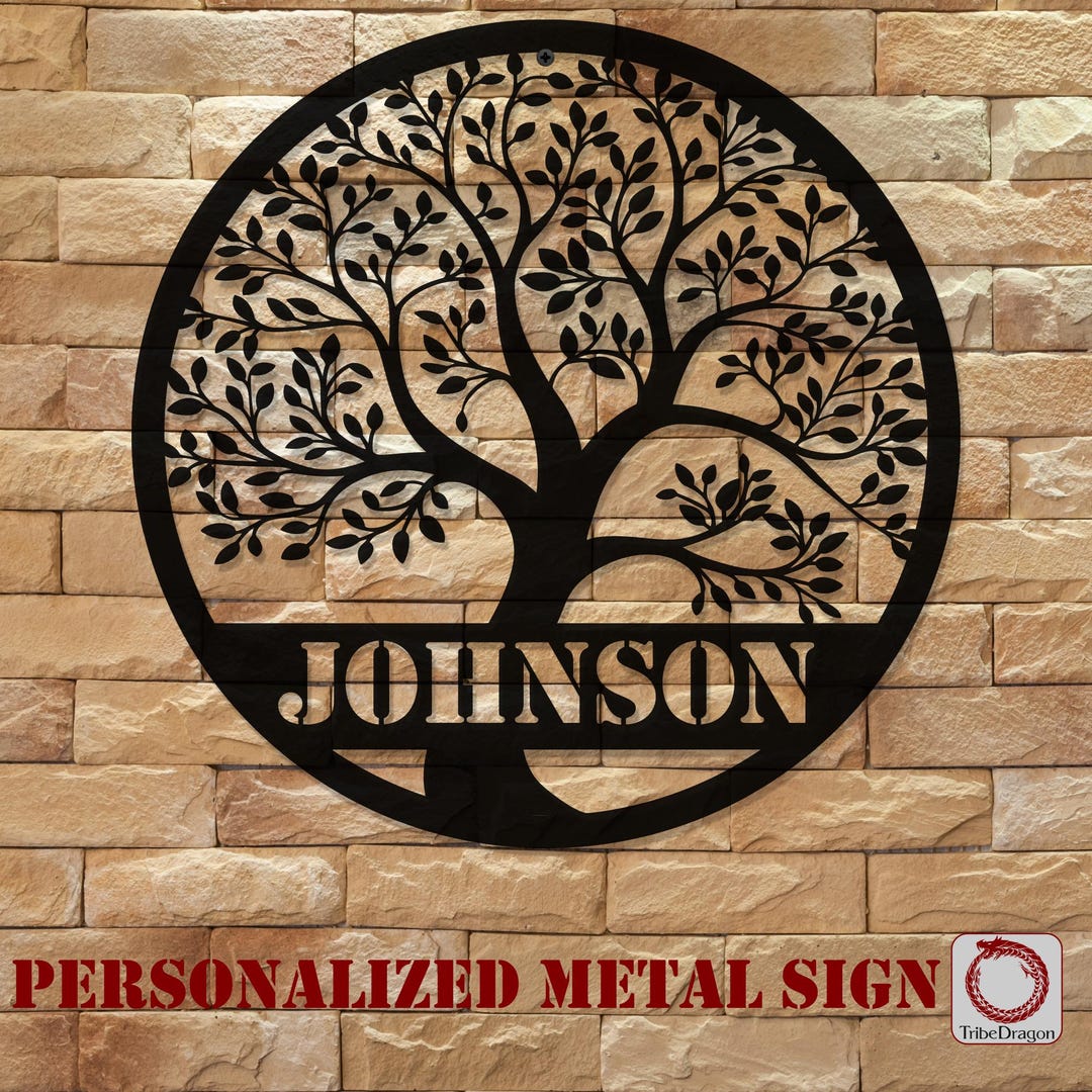 Personalized Tree of Life Metal Family Name Sign, Custom Last Name ...