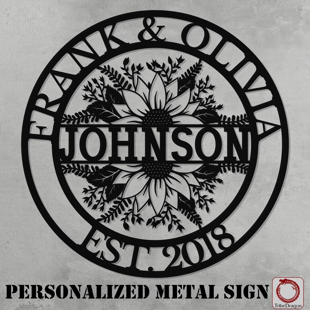 Personalized Metal Family Name Sign, Sunflower Anniversary Gift - Etsy