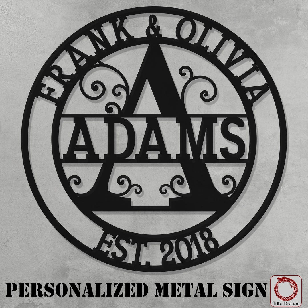 Personalized Metal Family Name Sign: Custom Monogram Wall Art TD1347 - Etsy