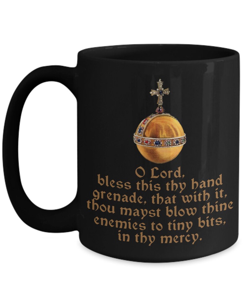 Holy Hand Grenade Monty Python Black Coffee Mug Holy Grail Etsy