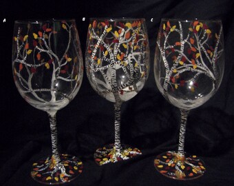 Autumn Birch Wine Glasses
