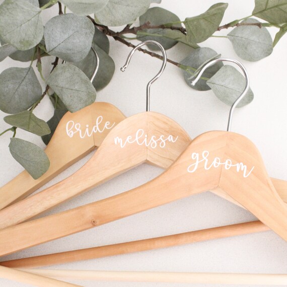 Diy Wedding Coat Hanger Decal Bride Groom Bridesmaid Etsy
