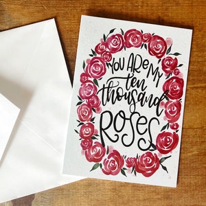 Hanson Fan Greeting Card, Hanson Valentines Day Card, Anniversary Card, You Are My Ten Thousand Roses