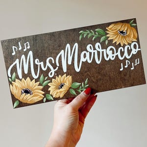 Teacher Name Sign, Custom Name Sign, Teacher Gift, Teacher Name Door Hanger, Lightweight Name Sign, Thin Wood Name Sign