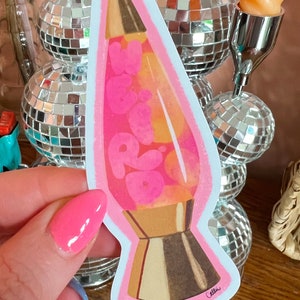 Lava Lamp Waterproof Sticker, Weird Lava Lamp, Pink Lava Lamp, Retro Aesthetic