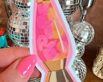 Lava Lamp Waterproof Sticker, Weird Lava Lamp, Pink Lava Lamp, Retro Aesthetic