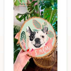 Pet Portrait Large Wood Slice, Pet Loss Portrait, Cat Lover Gift,  Dog Lover Gift, Cat Painting, Custom Cat Painting