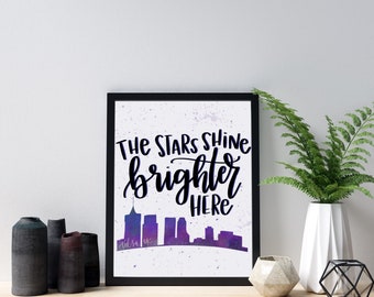 Hanson Fan Tulsa Skyline Digitaldruck, druckbare Aquarell Kunst, Hanson Fan Geschenk, Hanson Day Kunstdruck
