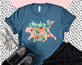 Chonky and Cute Short-Sleeve Unisex T-Shirt, This Cat Is Chonky Graphic Tee, Body Positivity T-shirt