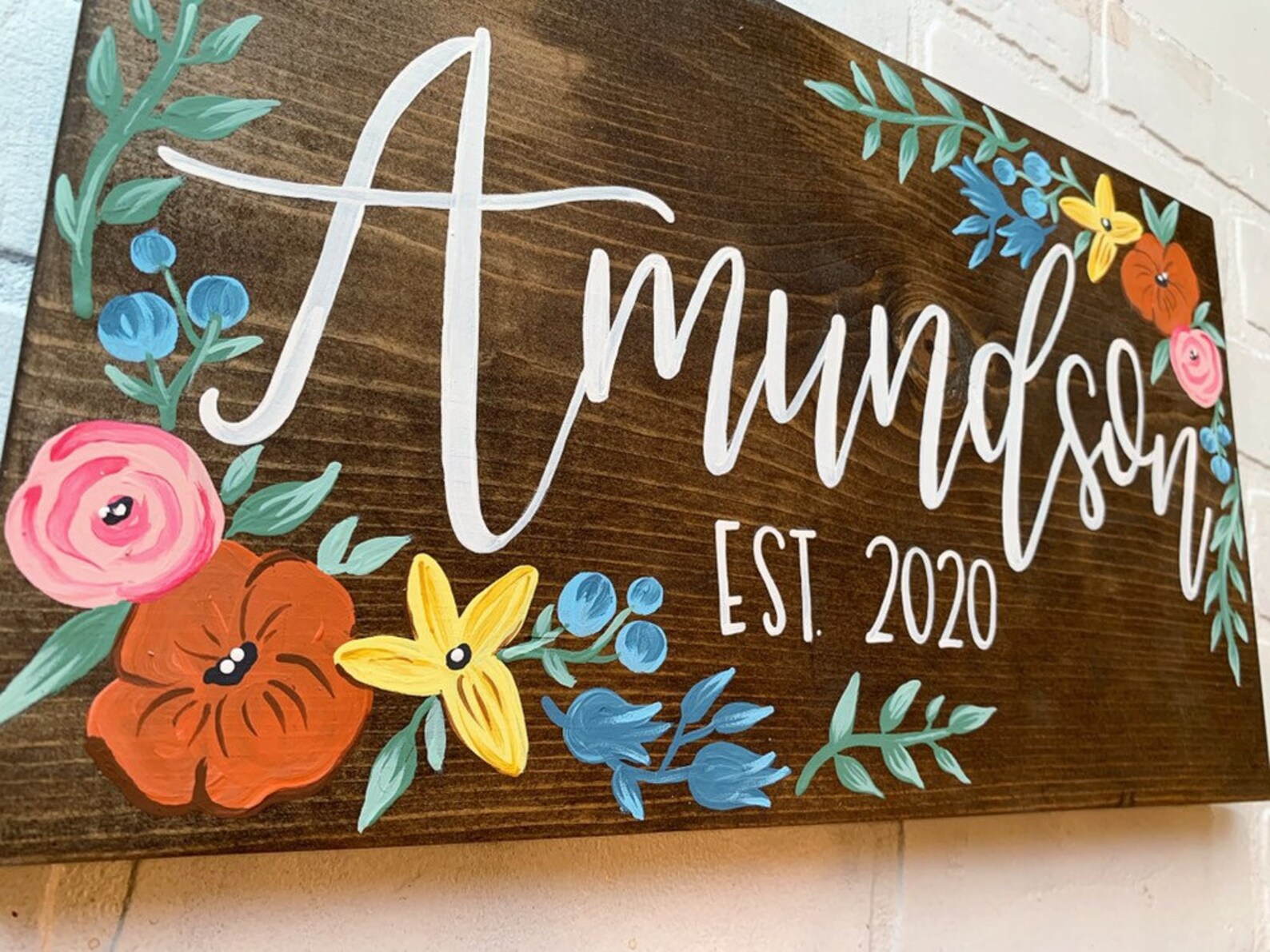 Hand Painted Wood Sign Custom Last Name Sign Wedding Decor - Etsy