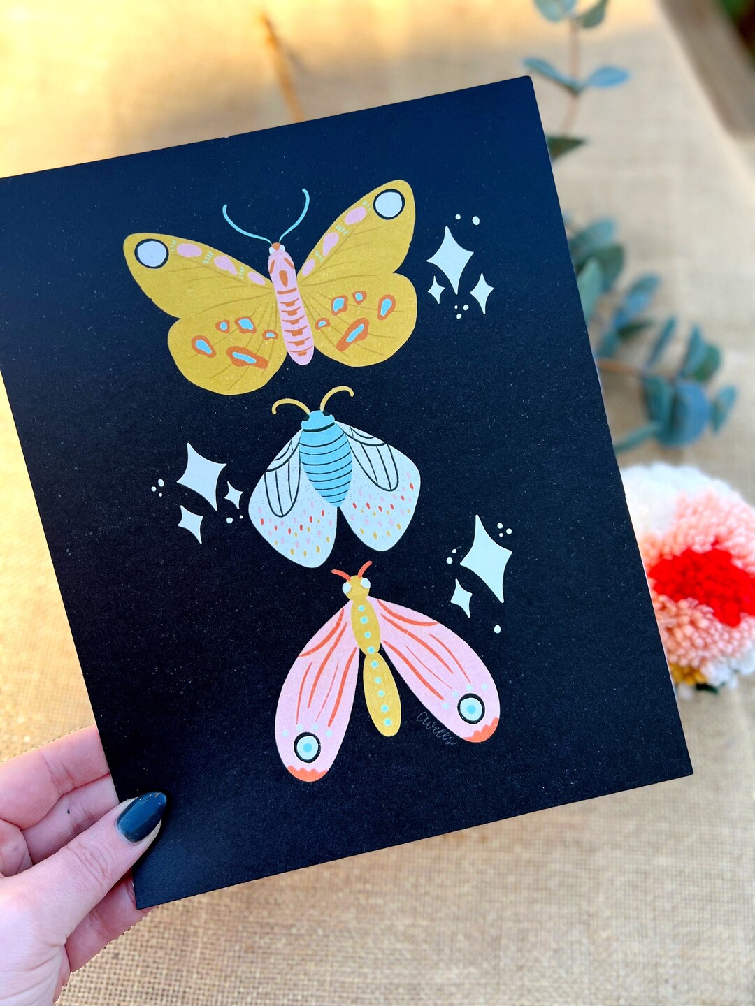 Pastel Moths Art Print Moth 8x10 Etsy