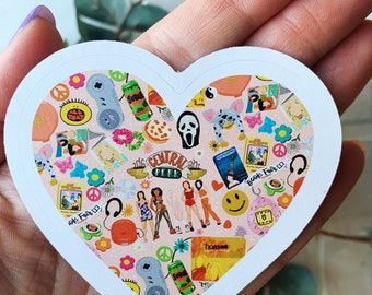 90s Kid Vinyl Sticker, 90s Trends Sticker, I Love the Nineties Heart Sticker, Nineties Nostalgia Sticker