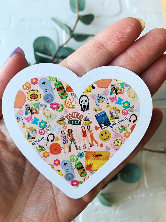 90s Kid Vinyl Sticker, 90s Trends Sticker, I Love the Nineties Heart Sticker, Nineties Nostalgia Sticker