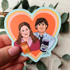 Pam and Jim Sticker, The Office Vinyl Sticker, PB and J waterproof sticker, Pam Beesly laptop Sticker, The Office Ladies, Fans of The Office