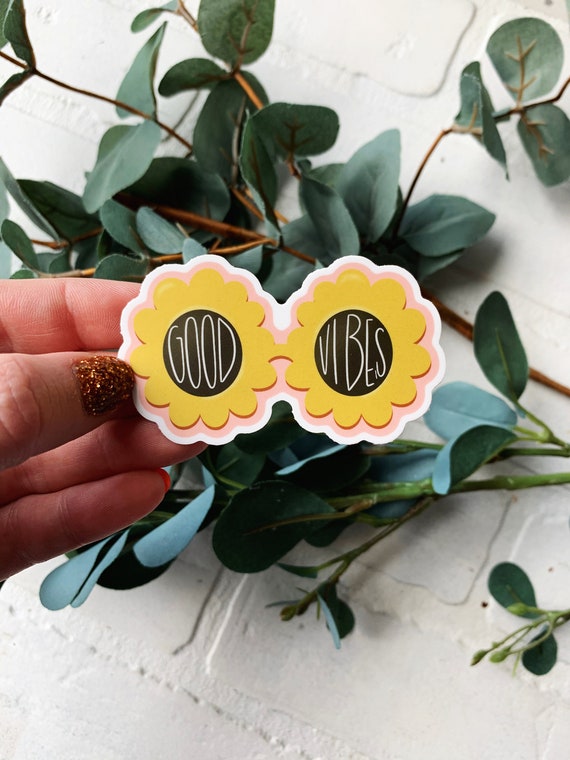 Good Vibes Sticker, Daisy Sunnies Vinyl Sticker, Laptop Sticker