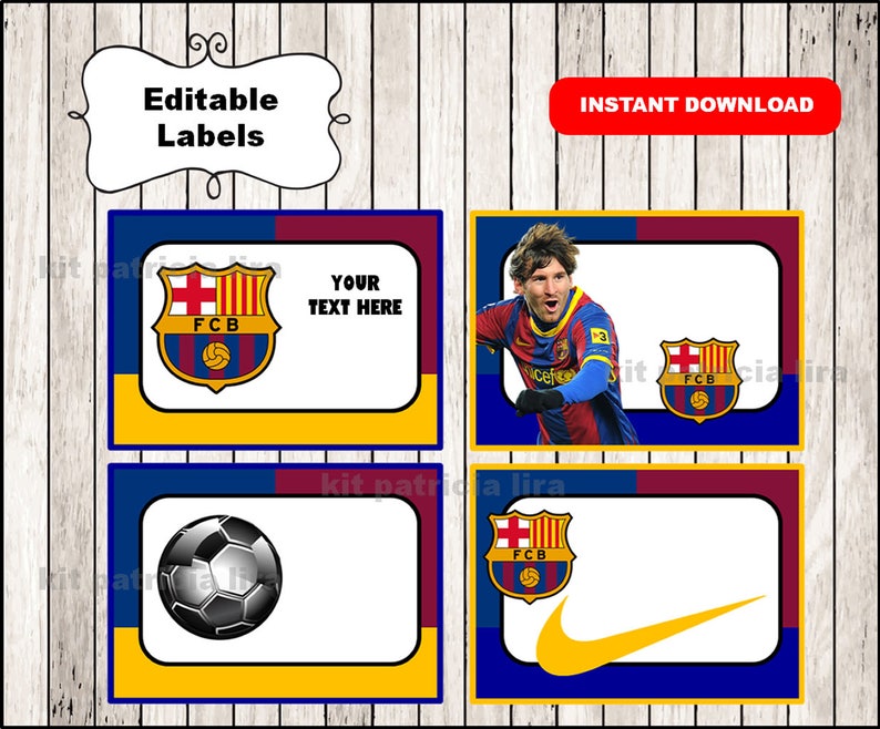 Fc Barcelona Printable Cards tags book labels stickers Etsy