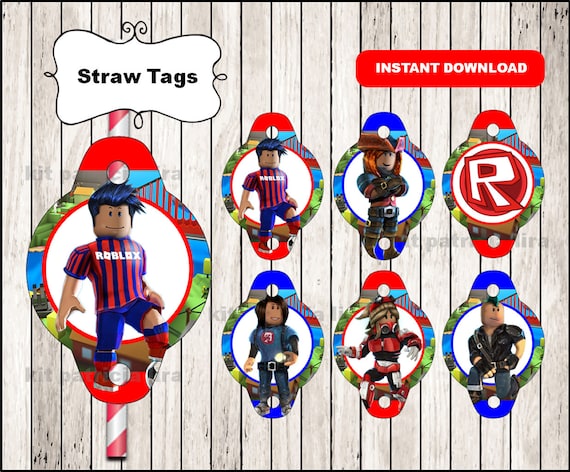 Roblox Straw Tags Instant Download Roblox Straw Toppers Etsy - roblox cards roblox thank you tags instant download etsy