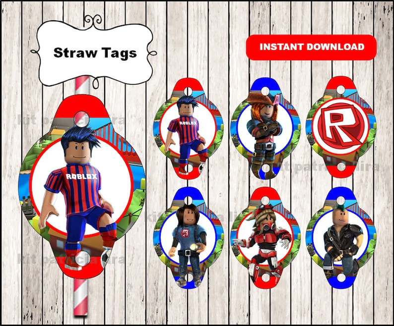 Roblox Straw tags instant download , Roblox Straw toppers, Roblox party  straw tags - 
