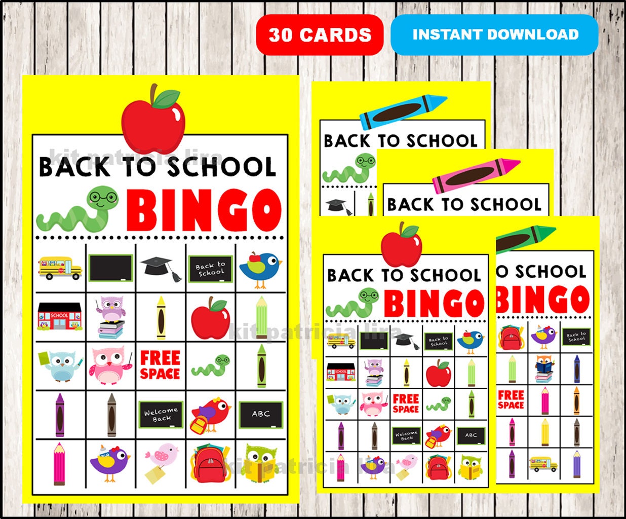 School Bingo Printable Game 30 Different Cards Back to - Etsy