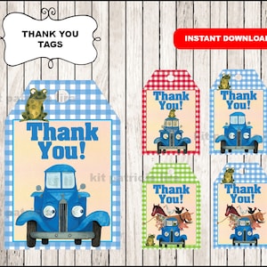 Little Blue Truck Thank you Tags instant download , Little Blue Truck Thank you Tags, Printable Little Blue Truck party tags