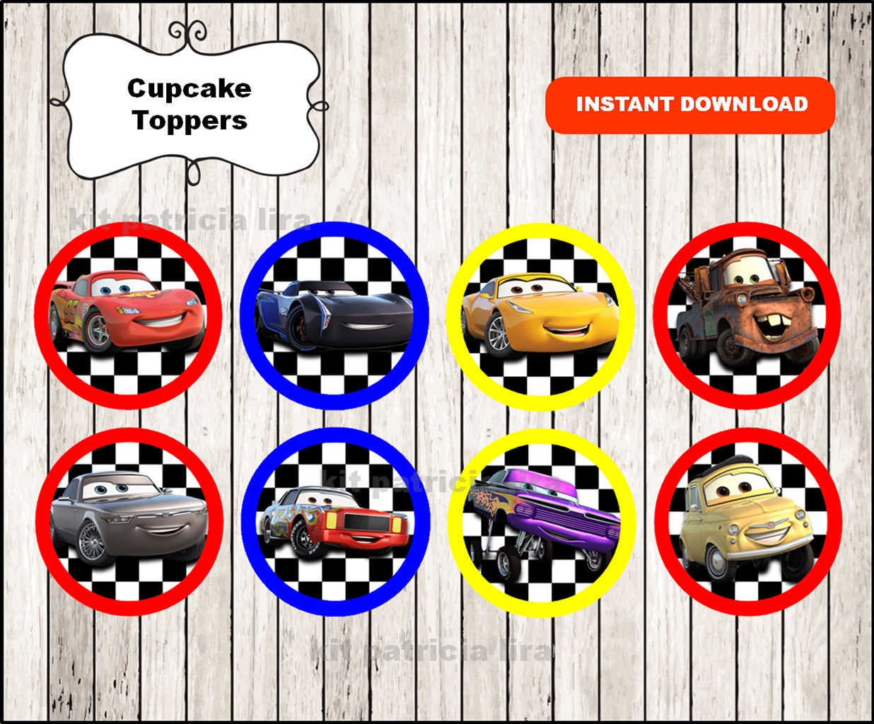 disney cars 3 party toppers labels instant download cars 3 etsy