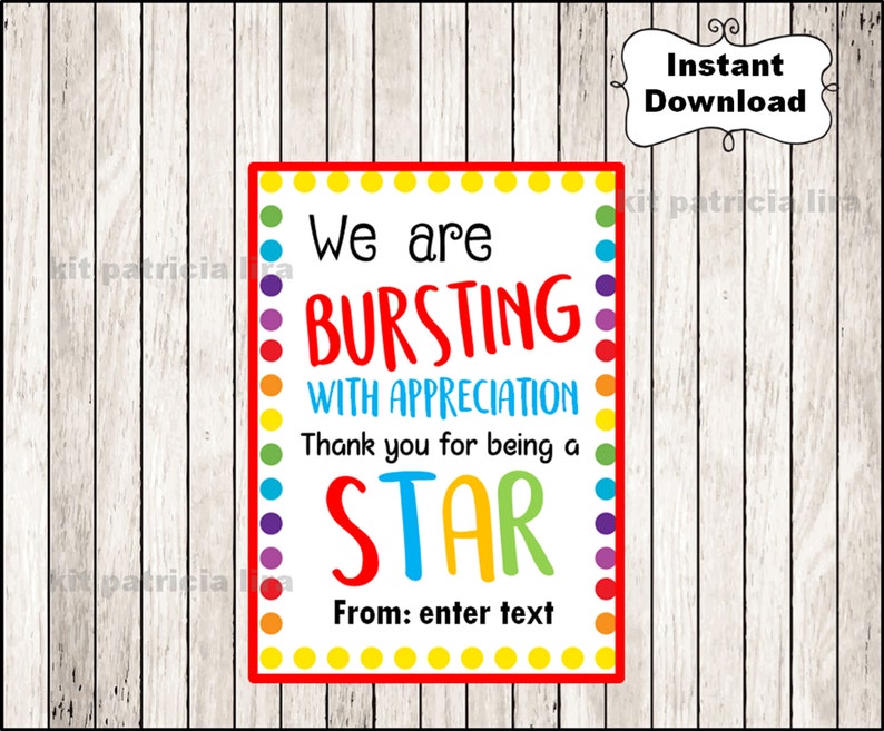 Free Printable Starburst Appreciation Printable