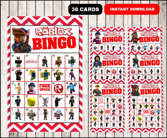 Roblox Bingo Game Printable 30 Different Cards Party Etsy - how to drop items in roblox isle roblox free play no