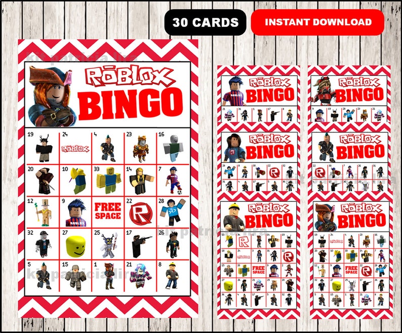 Roblox Bingo Game Printable 30 Different Cards Party Etsy - buy roblox gift card online nz