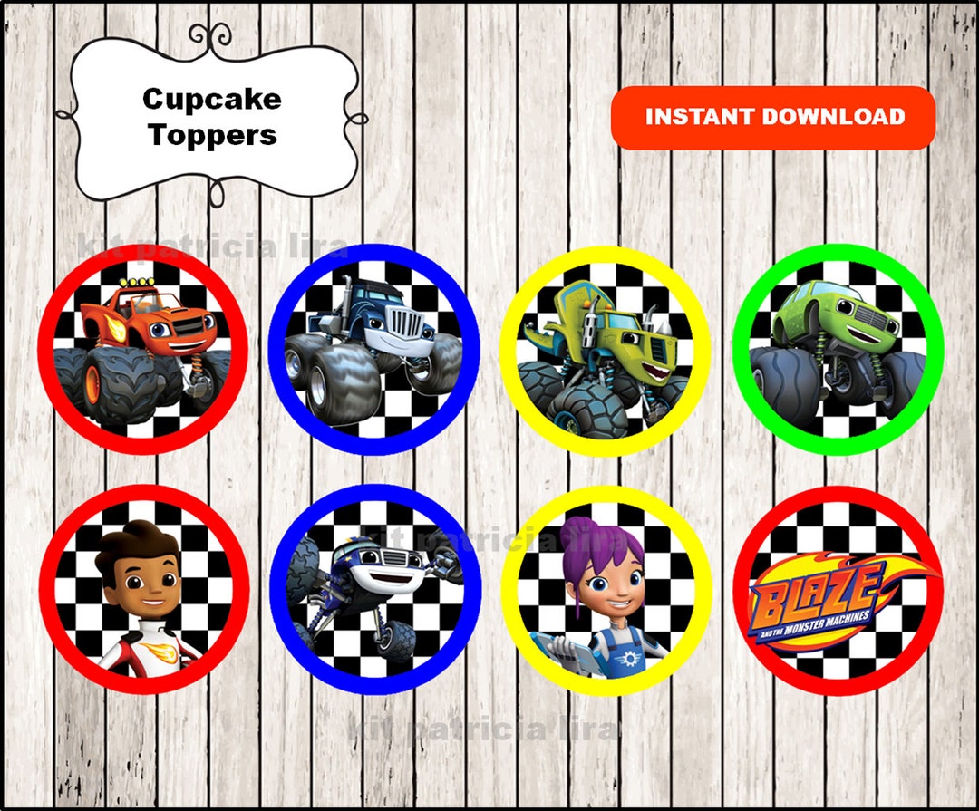 Blaze and the Monster Machines Toppers Labels Instant Download ...