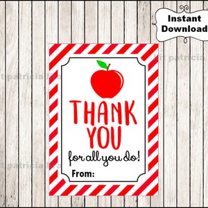 Leraar waardering cadeau tag, Apple cadeau tag, Apple leraar waardering tag, leraar waardering tag Direct downloaden