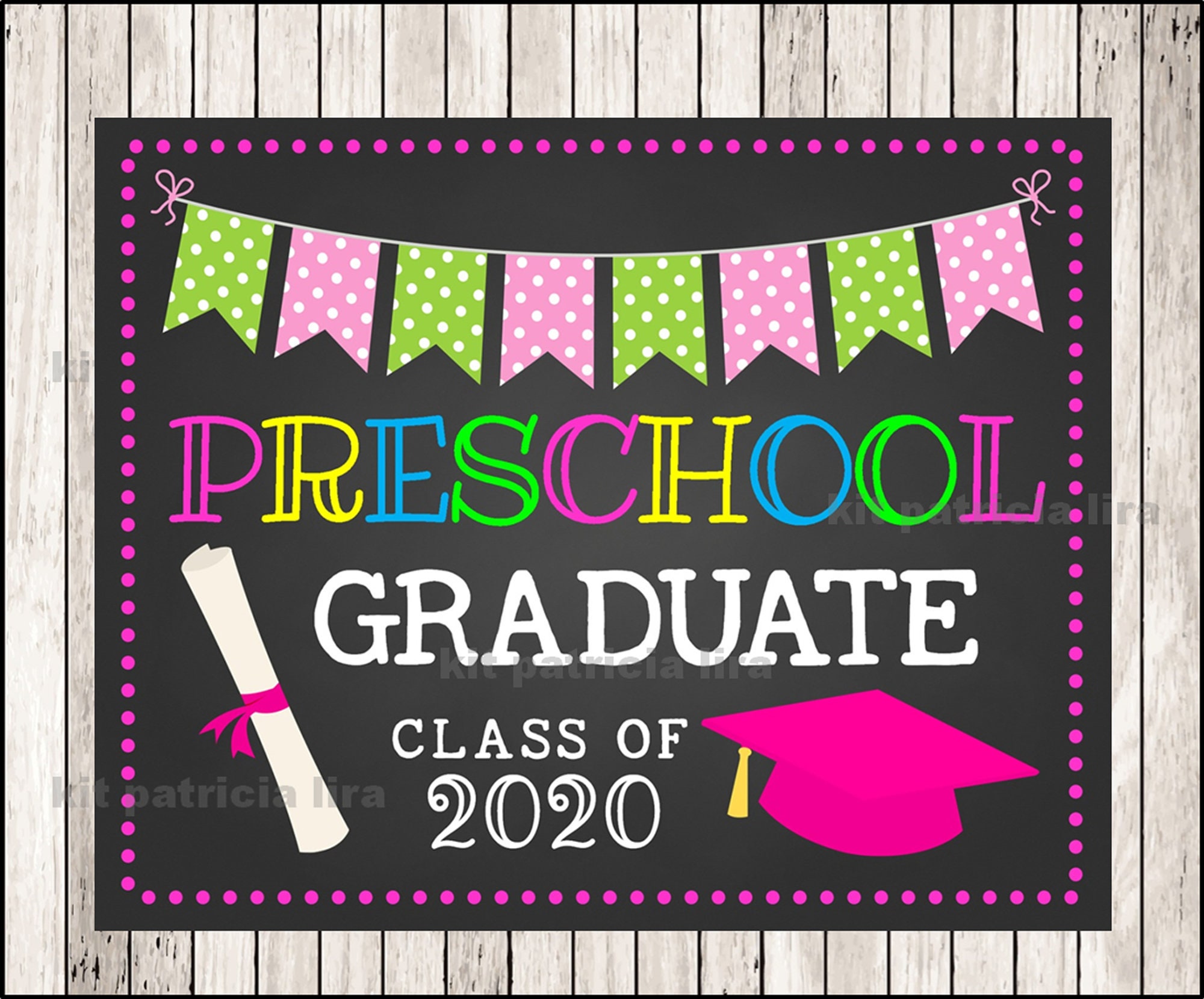 PRESCHOOL GRADUATION Sign Chalkboard Poster Photo Prop Etsy