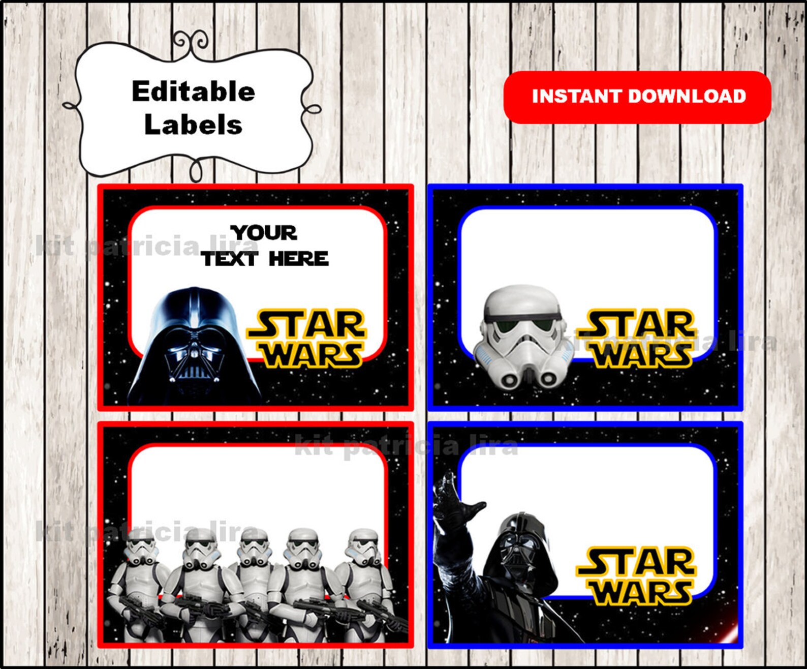 Darth Vader Star Wars School Label Name Label Name Tag | Etsy