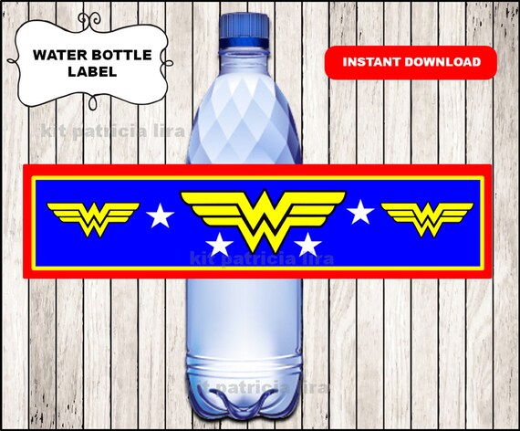 Wonder Woman Logo Water Labels Instant Download Wonder Woman Etsy - roblox water labels instant download printable roblox water etsy